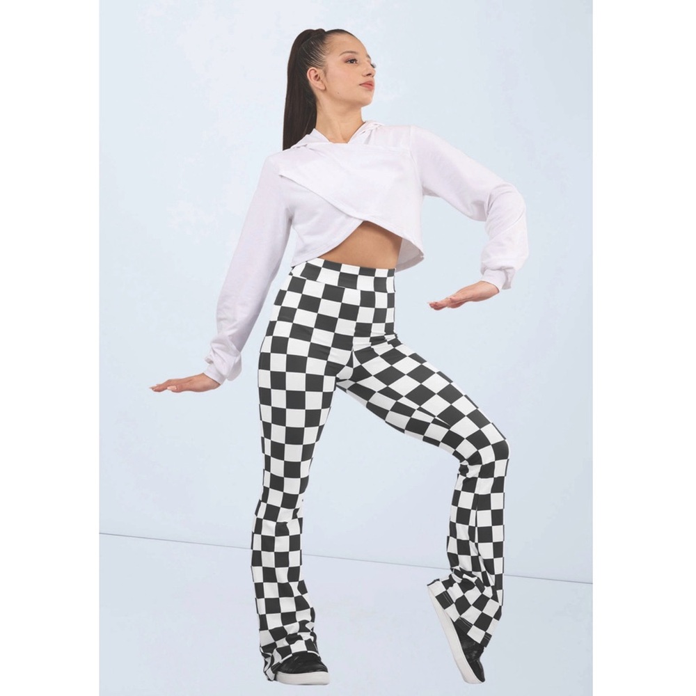 Weissman Black White Checker Flare Dance Leggings XSA LA Jazz Pants